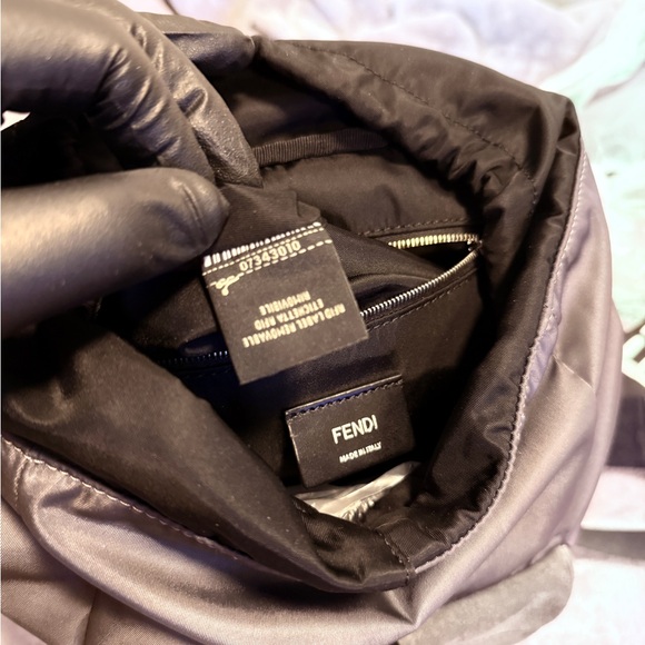 FENDI - FENDINESS SMALL BACKPACK / NYLON & SUEDE / STONE GREY - Picture 5 of 8